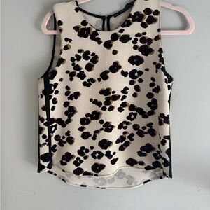 Zara Black and Cream Animal Print Blouse